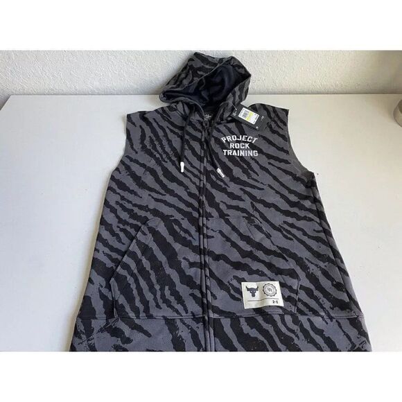 Under Armour Project Rock Rival Fleece Sleeveless Full-Zip Hoodie Men’s Size M - Picture 1 of 16